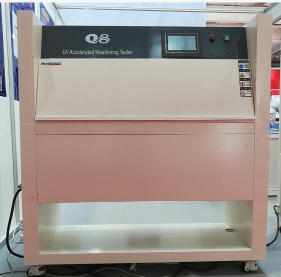 How does the Lab Ultraviolet Light Test Chamber Reproduce Sun Exposure and Rain?